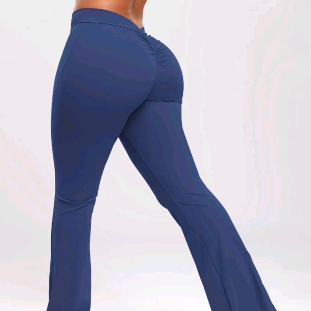 Women's Blue Scrunch Flared Pants